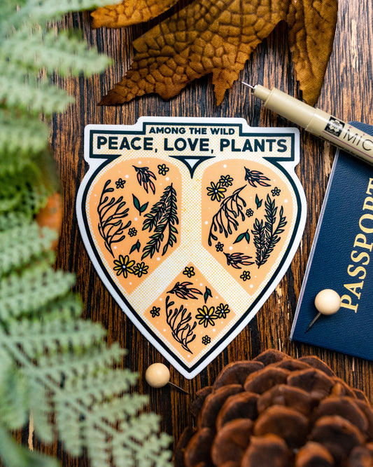 Peace Love & Plants Sticker
