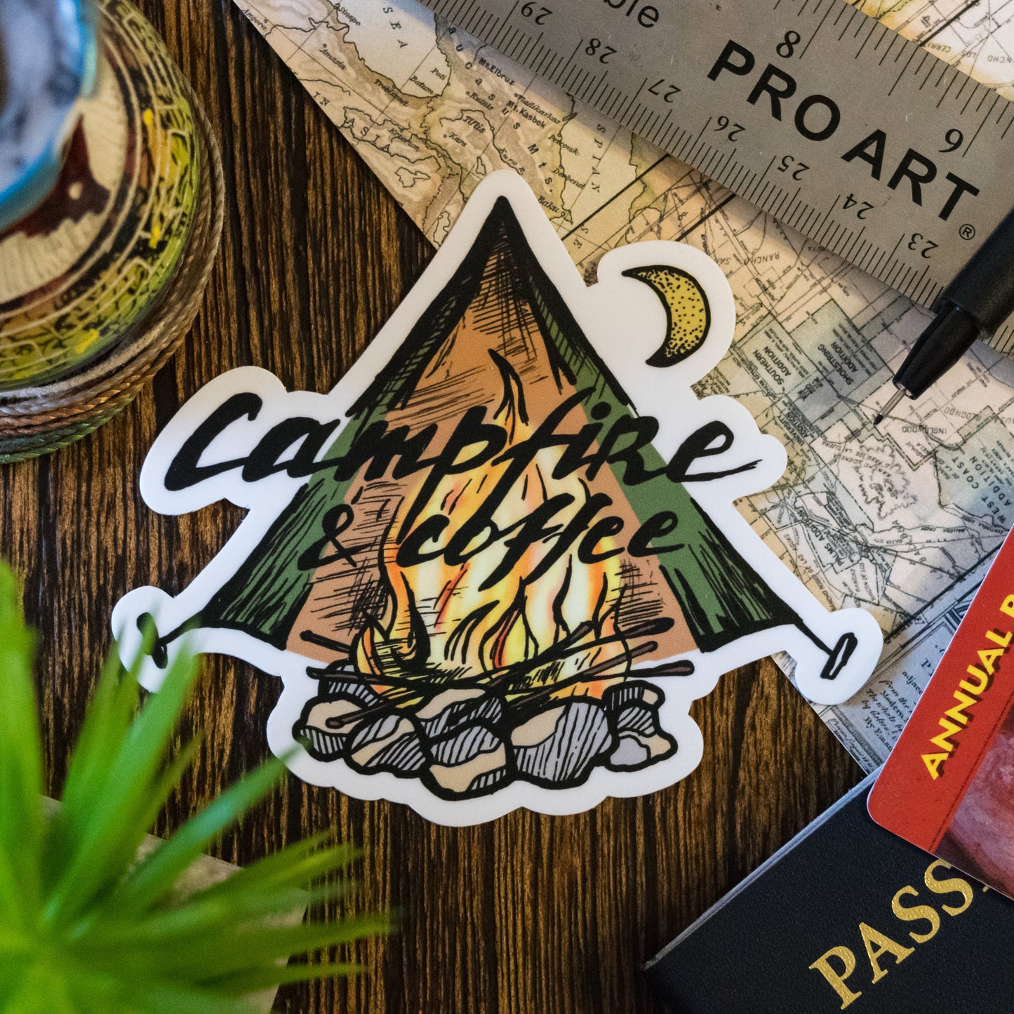 Campfire & Coffee Sticker