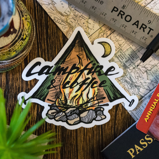 Campfire & Coffee Sticker