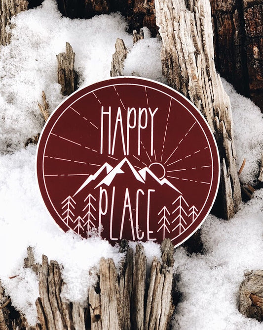 Happy Place Sticker - Maroon